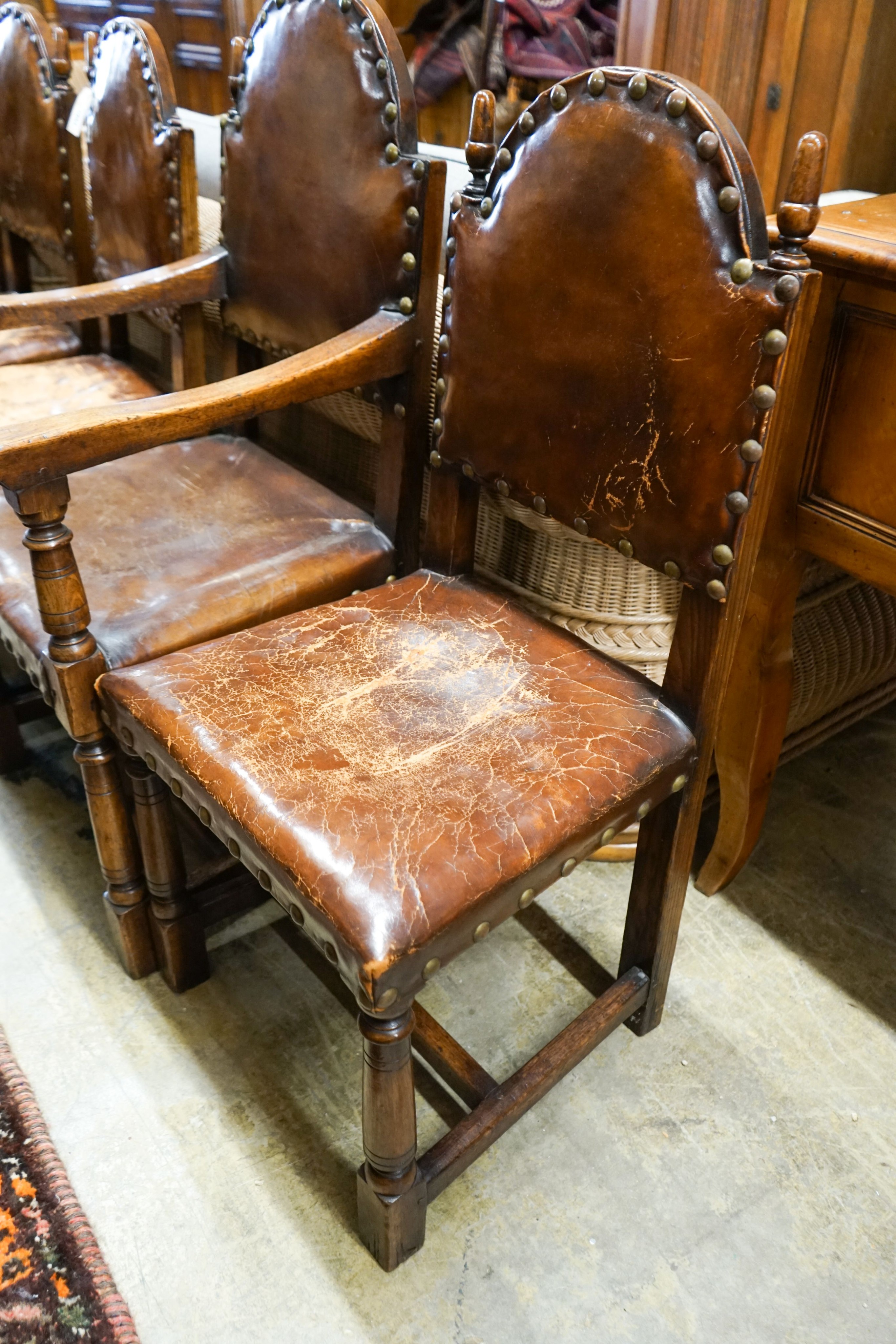 A set of six oak dining chairs
